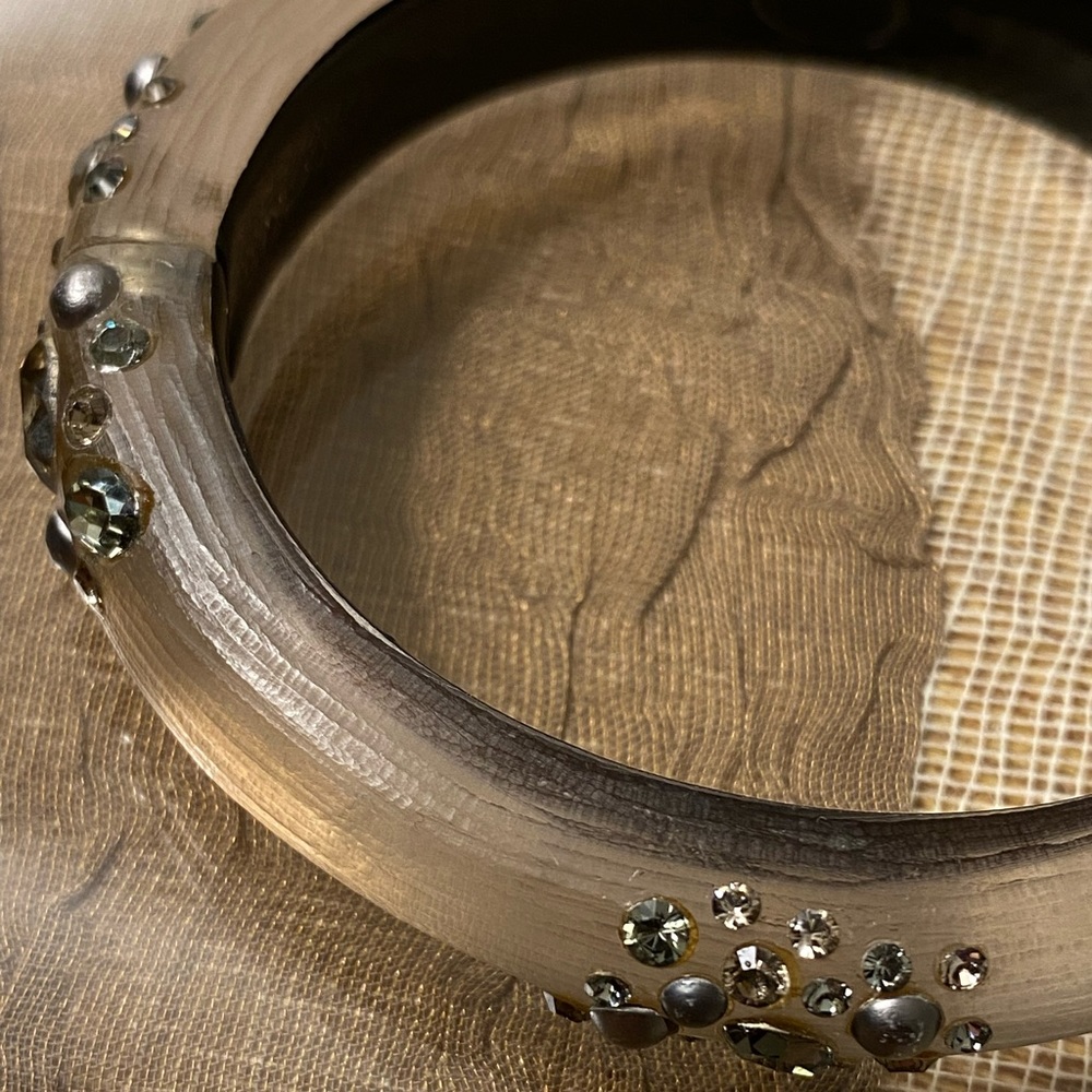 Alexis Bittar Lucite, Crystal & Faux Pearl Hinged Cuff Bracelet